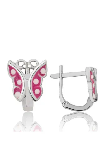 DMR Elegance DMR-GMSH-BRKD-EA1160166 Gümüş Pembe Kelebek Çocuk Küpesi