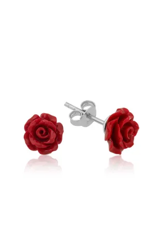 DMR Elegance DMR-GMSH-BRKD-EA1160382 Gümüş Kırmızı Gül Küpe