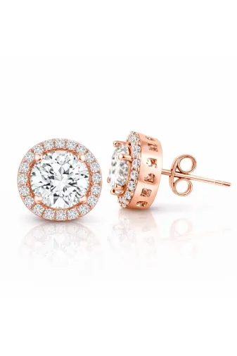 DMR Elegance DMR-GMSH-BRKD-EA1160451 Gümüş Rose Oval Montür Pırlanta Modeli Küpe