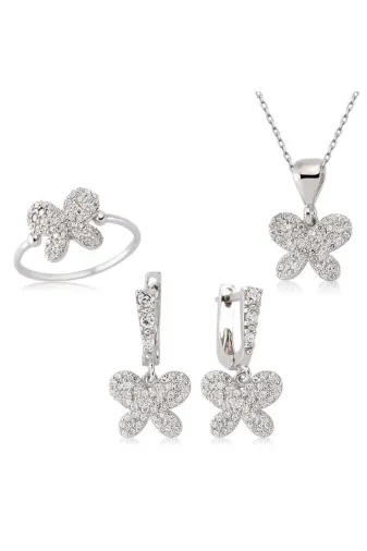 DMR Elegance DMR-GMSH-BRKD-SET47066146 Gümüş Kelebek Set