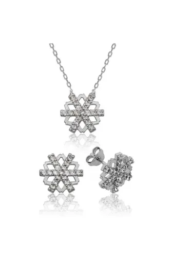 DMR Elegance DMR-GMSH-BRKD-ST1160100 Gümüş Kar Tanesi Set