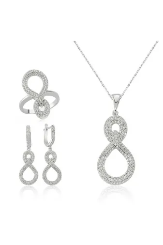 DMR Elegance DMR-GMSH-BRKD-ST2610041 Gümüş Sonsuzluk Set