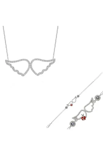 DMR Elegance DMR-GMSH-BRKD-ST2610056 Gümüş Melek Kanadı Set