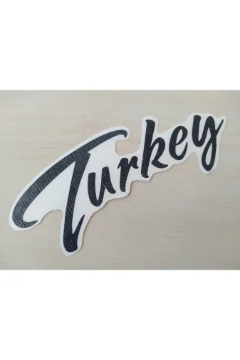 DNZSM DNZ-011278 Turkey Sticker Siyah 13,5X5Cm (2Adet Fiyati) Turkey Yazisi, Turkey Etiketi, Turkey Çikartmasi