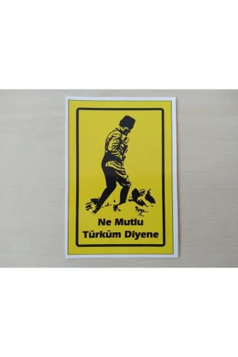 DNZSM DNZ-011280 K. Atatürk Sticker Sarı 9X6Cm (2Adet Fiyati) Atatürk Silüeti, Kocatepe Atatürk Etiketi, Çikartmasi