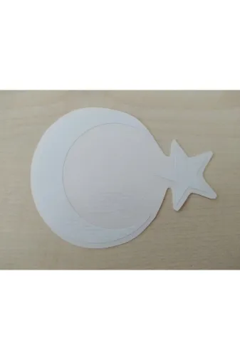 DNZSM DNZ-011309 Ay Yildiz Sticker Beyaz 8X6Cm (2 Adet Fiyati) Türk Bayraği Sticker, Çikartmasi Ayyildiz Etiketi
