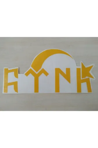 DNZSM DNZ-011321 Göktürkçe Türk Sticker Sarı 26,5X12,5Cm Türk Yazisi - Türk Etiketi - Türk Çikartmasi