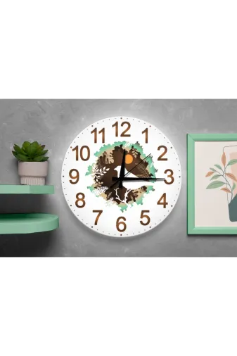 Doğa Kuşu Tasarımlı Sessiz Mekanizmalı Mdf Duvar Saati – 40X40 Cm