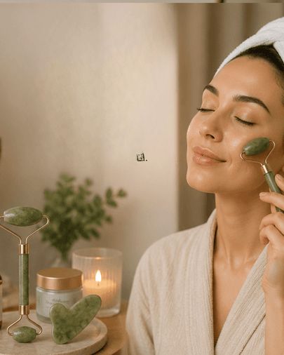Doğal Jade Stone Yüz Masaj Seti Cilt Bakım ve Rahatlatıcı Bakım