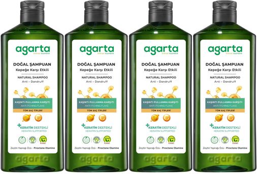 Doğal Şampuan 400 ML Kepek Karşı Etkili - Kaşıntı Pullanma Karşıtı (4 Lü Set)