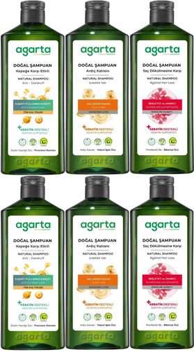Doğal Şampuan 400 ML Kepek Karşıtı - Ardıç Katranı,Keratin - Saç Dökülmesine (6 Lı Karma Set)