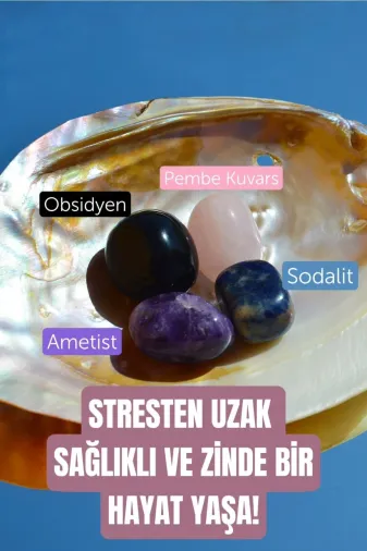 DOĞAL TAŞ CENNETİ 123ANKACEN080 Öfke Sinir Stres Pozitif Enerji Doğal Taş Tumble Seti 2 (Obsidyen, Pembe Kuvars, Ametist, Sodalit)