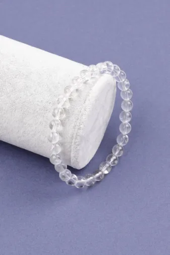 DOĞAL TAŞ CENNETİ 123ANKACEN1489 Kristal Kuvars Doğal Taş Bileklik 8 Mm Küre Kesim