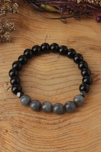 DOĞAL TAŞ CENNETİ 123ANKACEN1535 Labradorit-Gold Obsidyen Doğal Taş Bileklik
