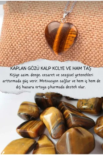 DOĞAL TAŞ CENNETİ ATEFDKPLGZÜ Kaplangözü Kalp Kolye Ham Taş Hediyeli