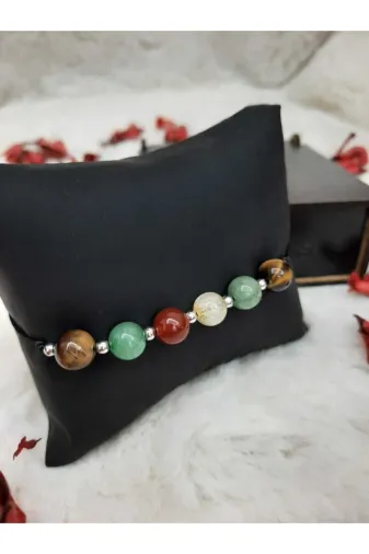 DOĞAL TAŞ CENNETİ DOĞAL2 Para Mıknatısı Bolluk Bereket Bilekliği Aventurin Kaplangözü Sitrin Akik