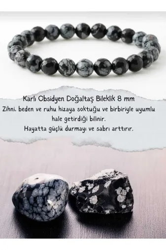 DOĞAL TAŞ CENNETİ KARLIOBSA Karli Obsidyen 8Mm Doğal Taş Bileklik