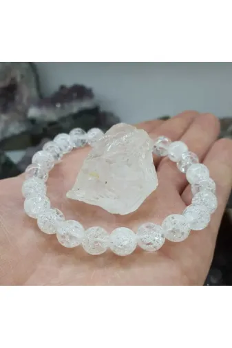 DOĞAL TAŞ CENNETİ NECEF2123 Necef Doğal Taş 8Mm Bileklik Kristal Kuvars Ham Taş Hediyeli Sertifikali