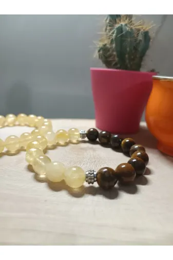 Doğaltaş İncitaki1290 Kaplangözü & Sitrin Bileklik 10 Mm