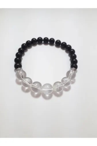 Doğaltaş INCITAKITASARIMsungit2 Kristal Kuvars & Shungite( Sungit) Bileklik
