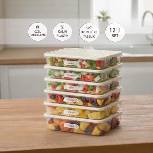 Domasnij Standart 131576404 - Nora 12&apos Li 1.2 Litre Küçük Boy Ekru Saklama Kabı