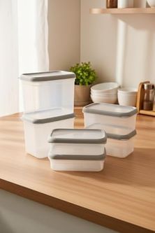 Domasnij Standart 131577015 Hide Plus 6&apos Lı Saklama Kabı Beyaz 2X 1,9Lt - 2X 1 Lt - 2X 0,70 Lt