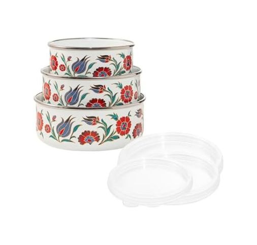 Domasnij Standart 131577397 Serenk 14-16-18 Cm Emaye Üçlü Saklama Kabı Seti