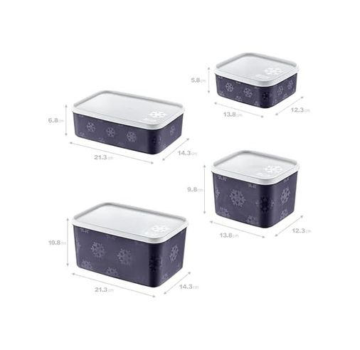 Domasnij Standart 131577408 4&apos Lü Set No Frost Saklama Kabı Lacivert Tüm Boylar