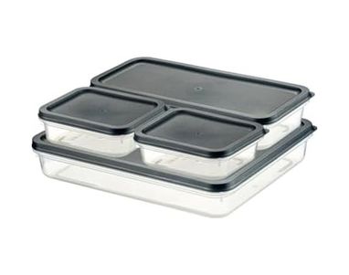 Domasnij Standart 131577744 4 Adet Buzdolabı Ve Derin Dondurucu Saklama Kabı Seti, Fresh Box, Dolap Düzenleyici Ve Buz Dolabı Organizeri, Bpa İçermeyen Pp Plastik,gıdaları Taze Tutma,mutfak Düzenleyici Gri