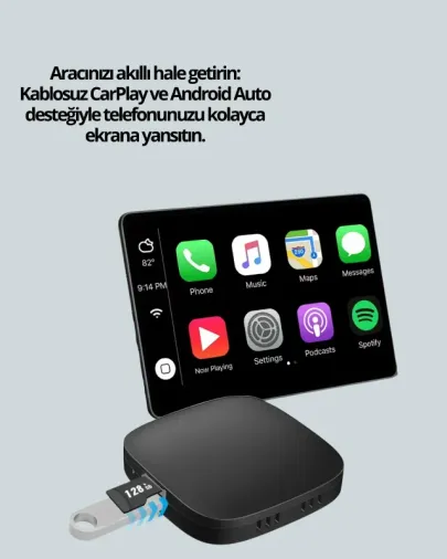Dönüştürücü Adaptör Android Auto Ve Carplay Uyumlu (kablosuz Model)