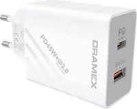 Dramex Dpq45B Quantum 45W Pd Qc 3.0 Süper Hızlı Çift Çıkışlı Şarj Cihazı - Beyaz