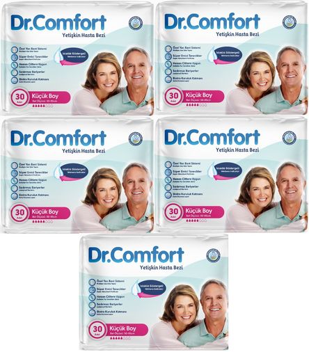 Dr.Comfort Yetişkin Bezi Bel Bantlı Tekstil Yüzeyli S - Küçük - Small 150 Adet 5Pk x 30