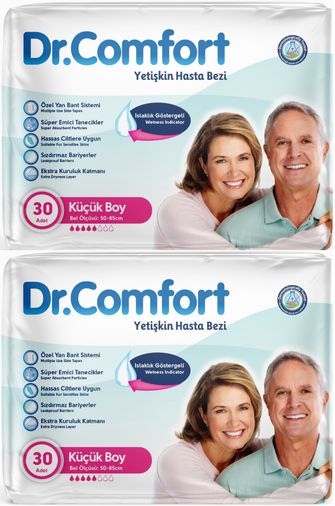 Dr.Comfort Yetişkin Bezi Bel Bantlı Tekstil Yüzeyli S - Küçük - Small 60 Adet 2Pk x 30