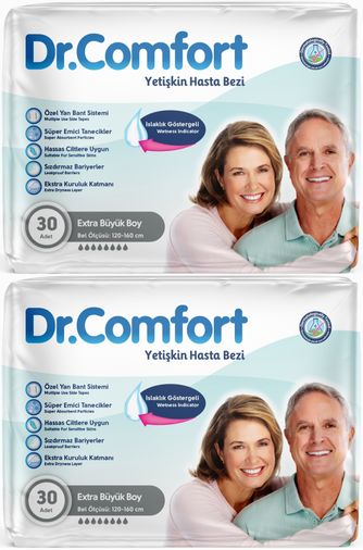 Dr.Comfort Yetişkin Bezi Bel Bantlı Tekstil Yüzeyli  XL - Ekstra Büyük 60 Adet 2Pk x 30