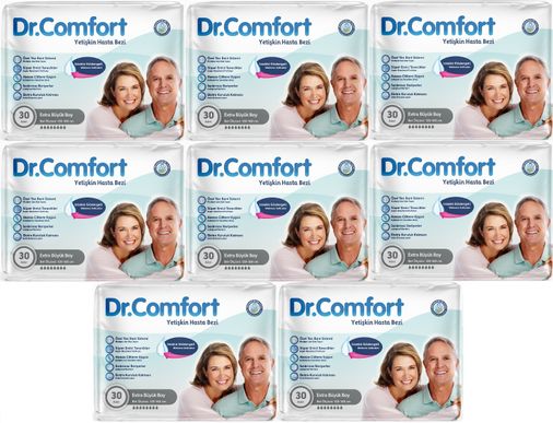 Dr.Comfort Yetişkin Bezi Bel Bantlı Tekstil Yüzeyli  XL - Ekstra Büyük 240 Adet 8Pk x 30