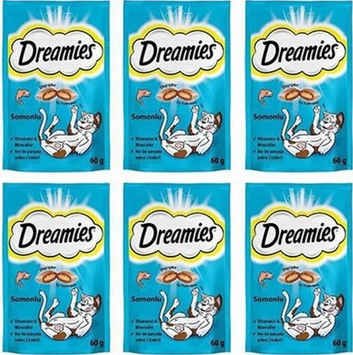 Dreamies 120867633 Somon Balıklı Kedi Ödülü 6X60 Gr
