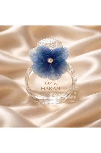 Duruconcept Tasarım Atölyesi KM-ORT-001 Kişiye Özel İsim Baskılı Çiçekli Cam Kolonya Şişesi -Nikah, Nişan Hatırası