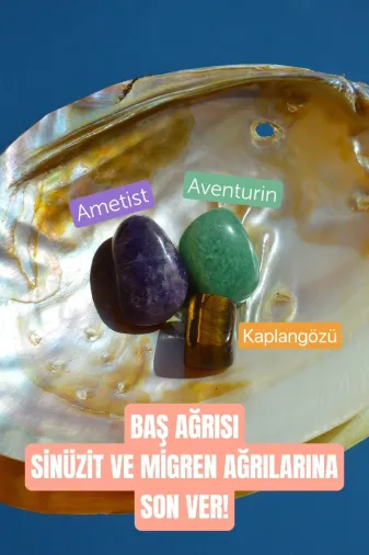 Düşler DSNTSN00085 Baş Ağrısı Migren Sinüzit Ağrıları Doğal Taş Tumble Seti (Kaplangözü, Ametist, Aventurin)