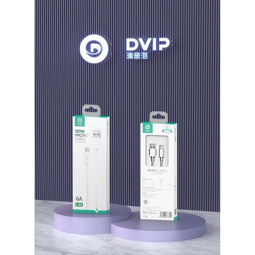 Dvip L32 6A 120W Usba To Micro Data Ve Hızlı Şarj Kablosu 1M Beyaz