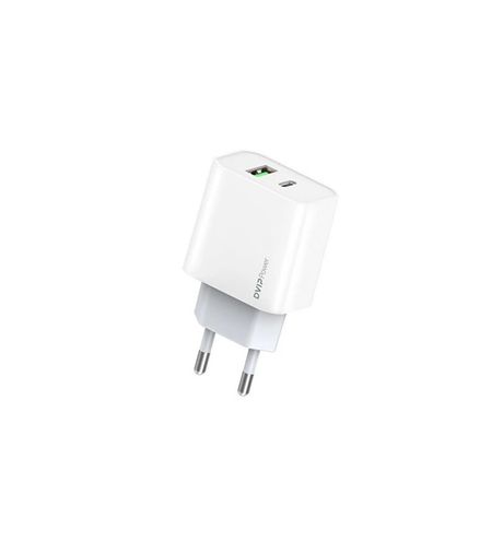 Dvip N34 20W Type-C Pd - Usb-A Quick Charger Çift Çıkışlı Beyaz Şarj Aleti