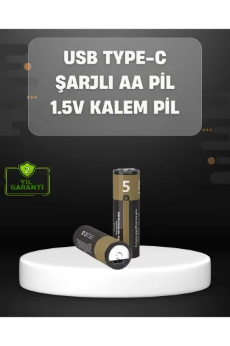 Eco Lounge PS06-TDUCZZZSAATPL-5 Usb Type-C Girişli Şarjlı Aa Lityum Pil | 1.5V Sabit Çıkış | 3200Mwh (2'li Paket)