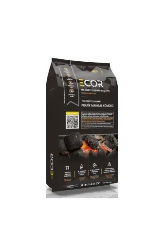 Ecor ASOS-86842782578101 Tek Kibrit Ile Yanan Pratik Mangal Kömürü 1,5 Kg