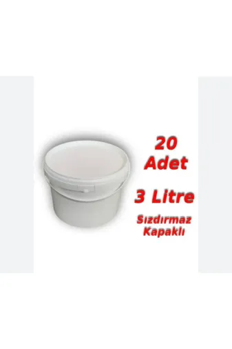 EKBAĞ 277272AQ 3 Lt Plastik Kapaklı Kova Hobi Boya Gıda Yoğurt Kovası Beyaz 20 Adet