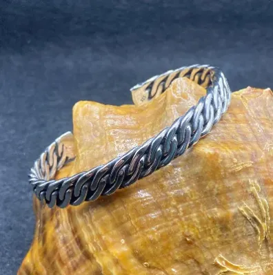 El Yapımı 925 Ayar Gümüş Ağır Kilitli Zincir Bileklik | Viking Bileklik 33,2 Gram