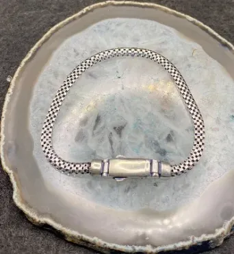 El Yapımı 925 Ayar Gümüş Ultra Hafif Örgü Zincir Bileklik | Kayar Kutu Toka 7 Gram