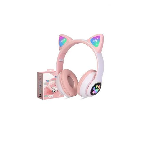 ElectraCore STN-28PEMBE Stn-28 Rgb Sd Kart Girişli Radyolu Bluetooth 5.0 Kedili Kulak Üstü Kulaklık