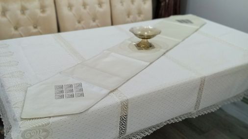 Elessa Deri Pul İşlemeli Uzun Runner 40*120 KREM