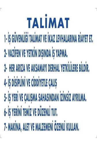 Emek İkaz Levhaları EMEK2005 Talimat Uyarı/ikaz Levhası