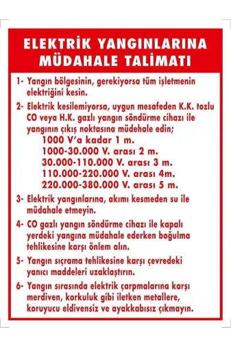 Emek İkaz Levhaları EMEK2023 Yangına Köpükle Müdahale Talimatı Uyarı/ikaz Levhası