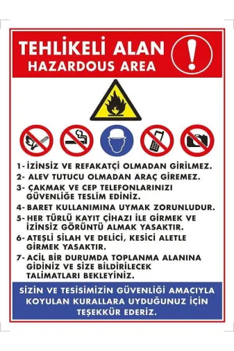 Emek İkaz Levhaları EMEK2051 Tehlikeli Alan Uyarı/ikaz Levhası